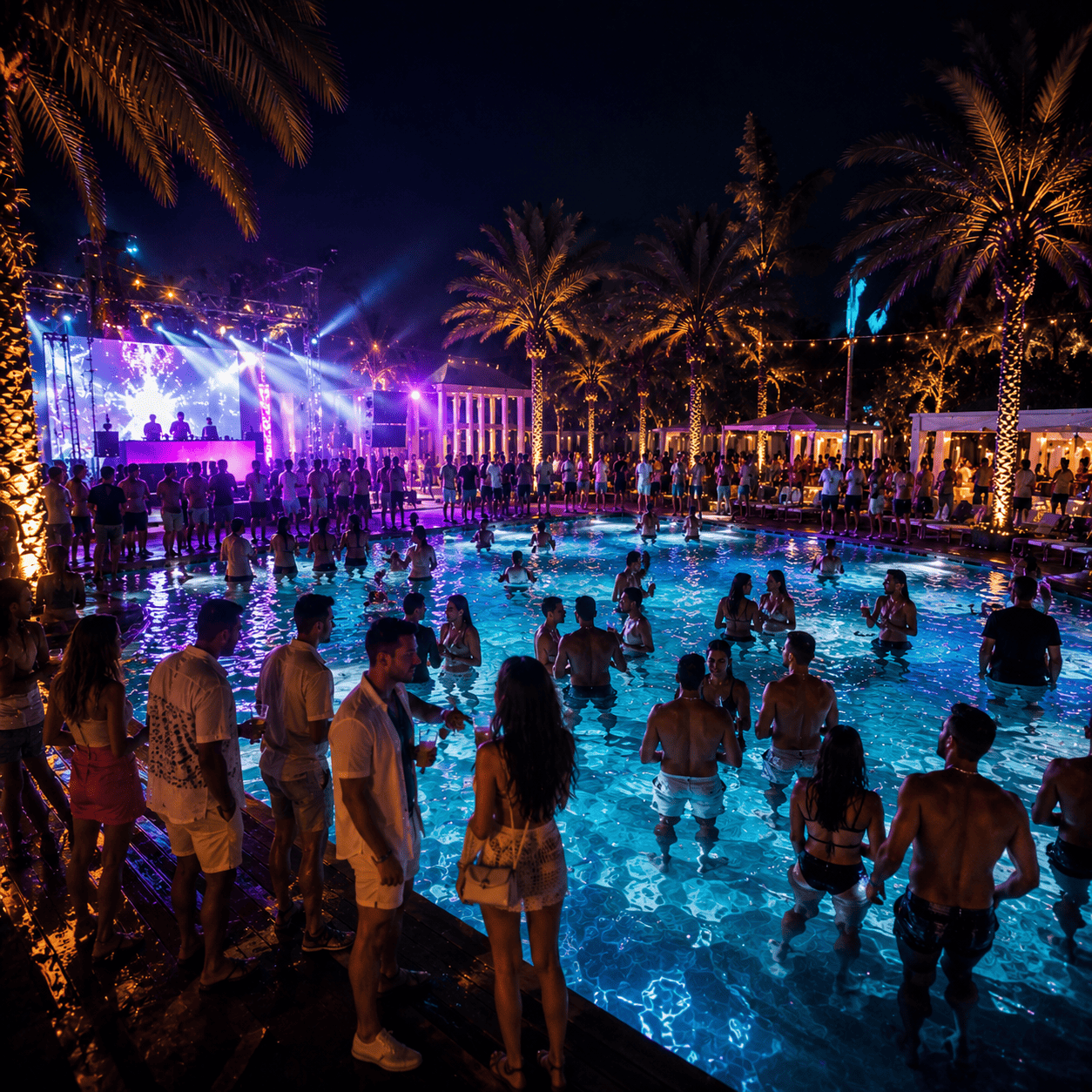 Public dans la piscine face à la scène — 1ère édition Aqua Fever